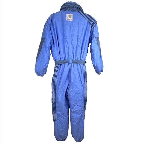 VTG 80s Ski Suit One Piece Snowsuit Womens 16 Powder Blue Retro Made in Italy - Picture 8 of 16